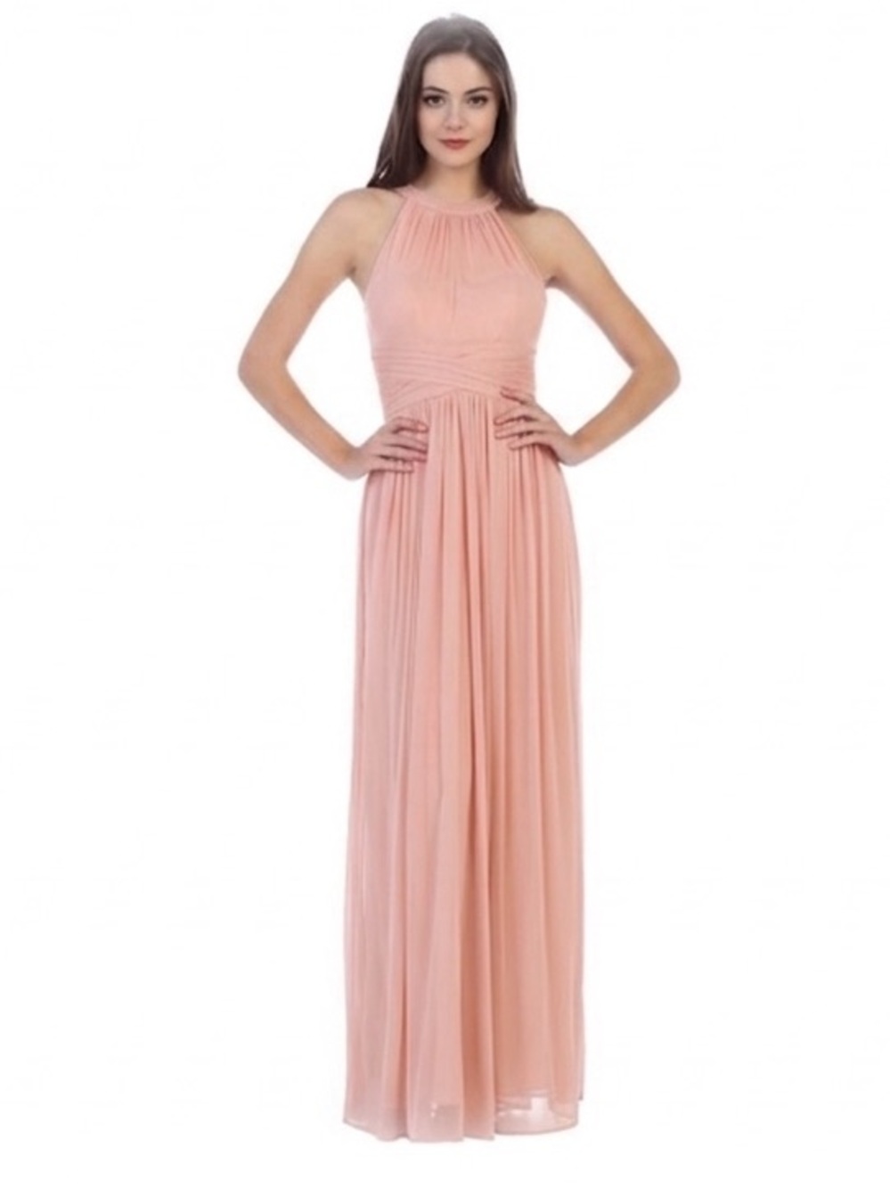 Cindy Collection USA - Chiffon Halter Neck Gown
